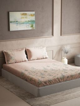 Ddecor Live Beautiful - Nature Cotton Double Bedsheet with 2 Pillow Covers - Pink